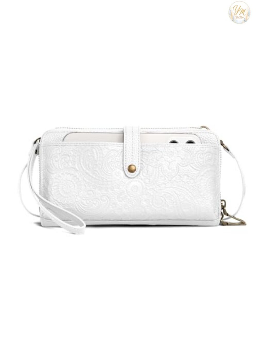 Genuine Leather RFID Crossbody Wristlet Wallet with Phone Pocket